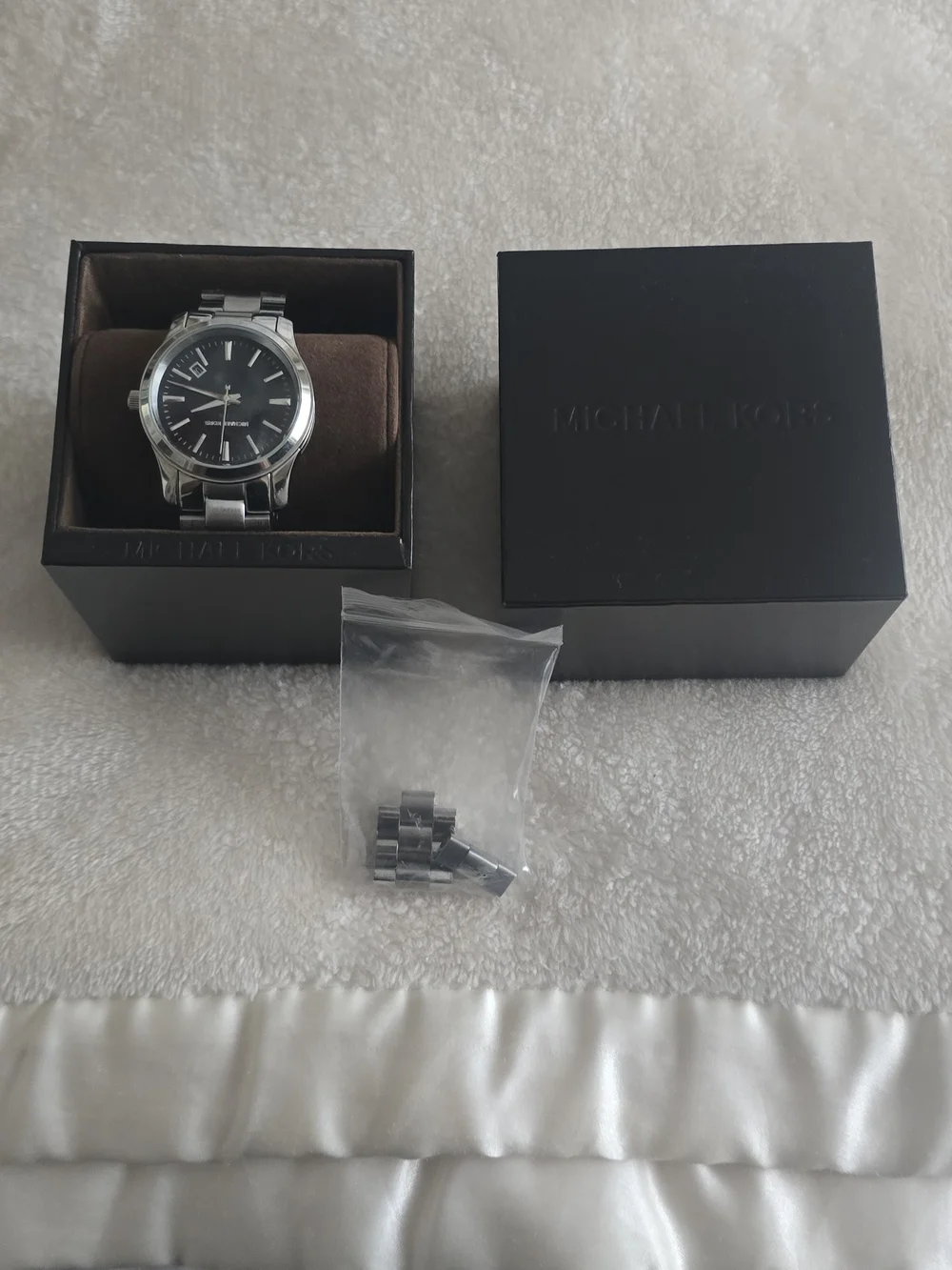 Michael Kors Men's Stainless Steel Silver Watch with Black Dial